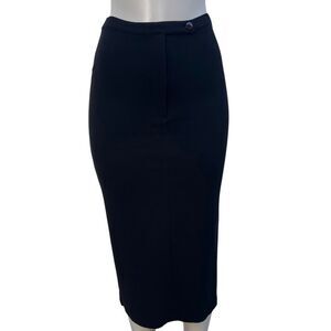 Chelsea Campbell Midi Pencil Skirt Women's Size 6P Black Rayon Blend Stretch